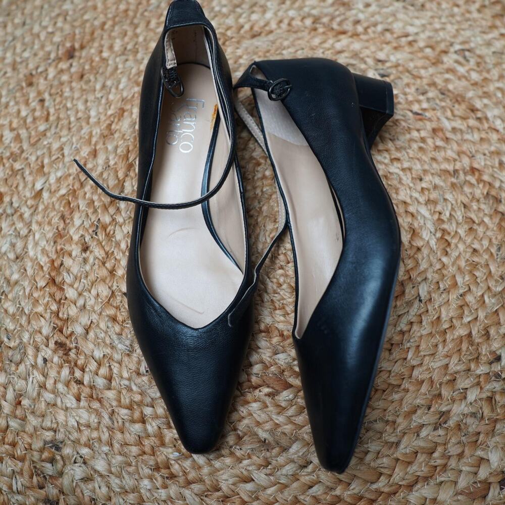 Franco Sarto Black Leather Mary Jane Heels US 6.5